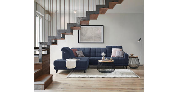 ECKSOFA in Webstoff Dunkelblau 216/302 cm - Schwarz/Dunkelblau, Design, Holz/Textil (216/302cm) - Xora