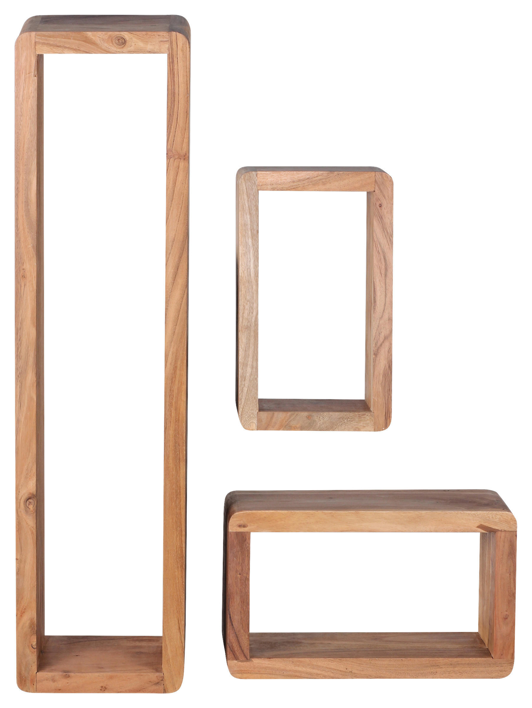 WANDREGALSET 3-teilig Akazie massiv Akaziefarben  - Akaziefarben, KONVENTIONELL, Holz (80/20/15cm) - MID.YOU