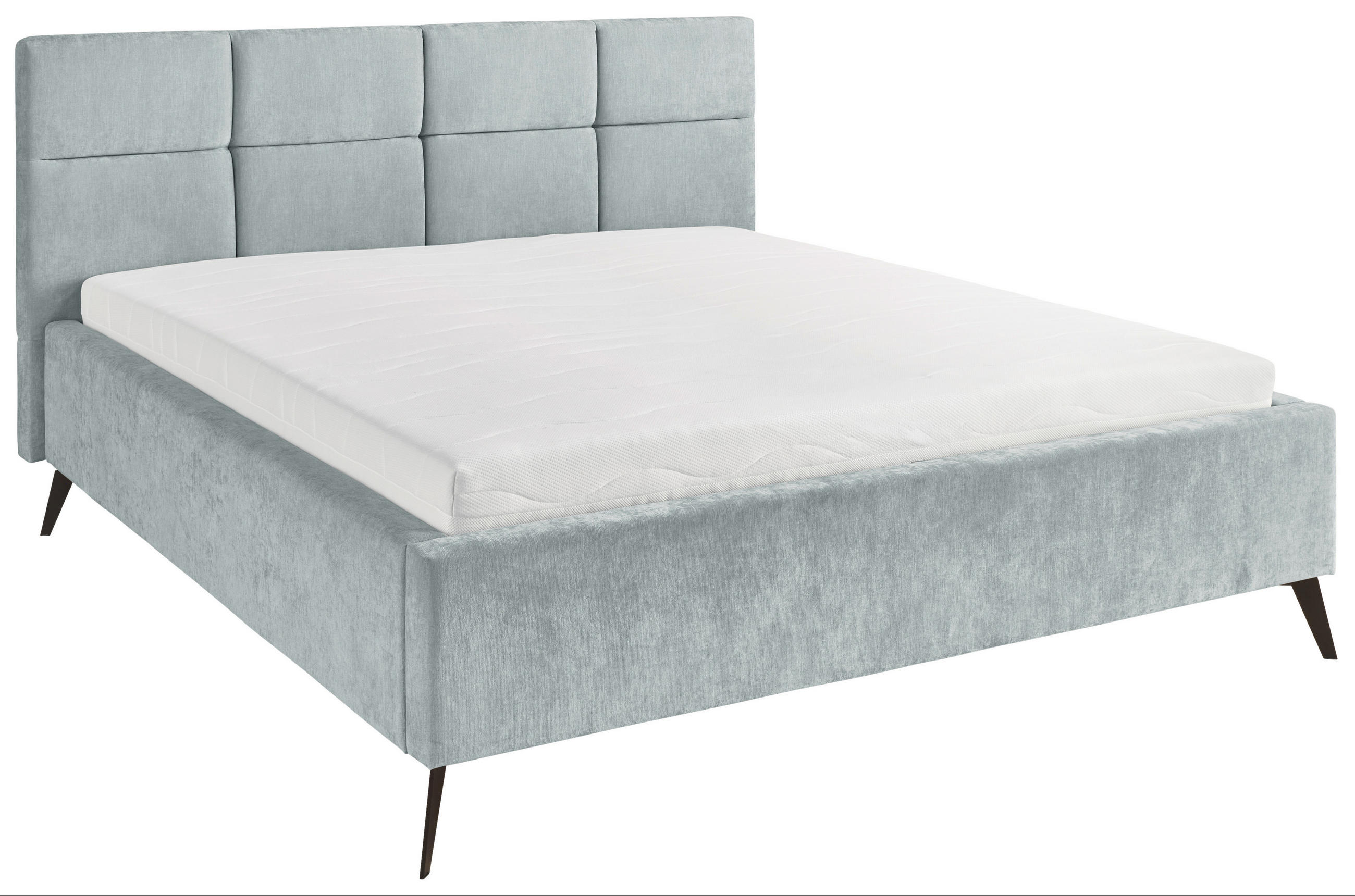 POLSTERBETT 140/200 cm,  in Hellblau,  - Schwarz/Hellblau, KONVENTIONELL, Textil/Metall (140/200cm) - SetOne by Musterring