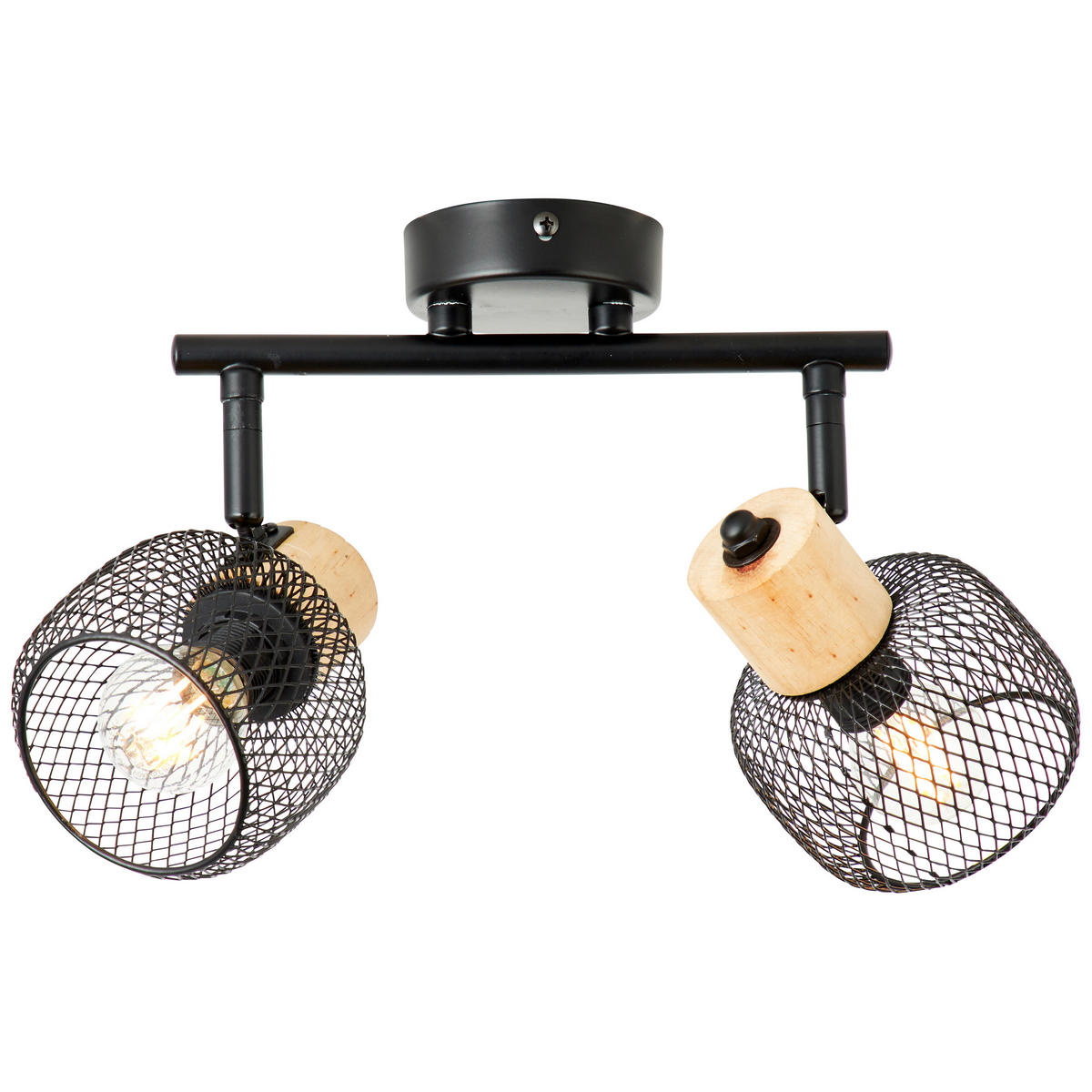 DECKENSTRAHLER - Schwarz/Kieferfarben, Basics, Holz/Metall (38/17,5/10cm) - Brilliant