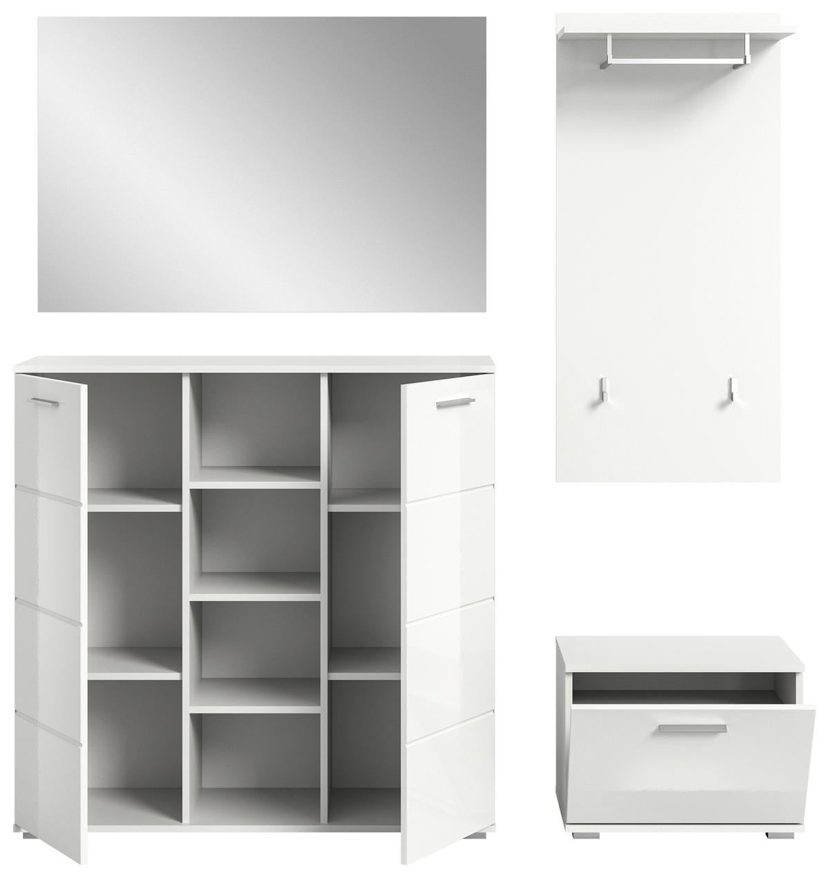 GARDEROBE  in 180/191/37 cm  - Weiß Hochglanz/Weiß, Design, Glas/Holzwerkstoff (180/191/37cm) - Xora