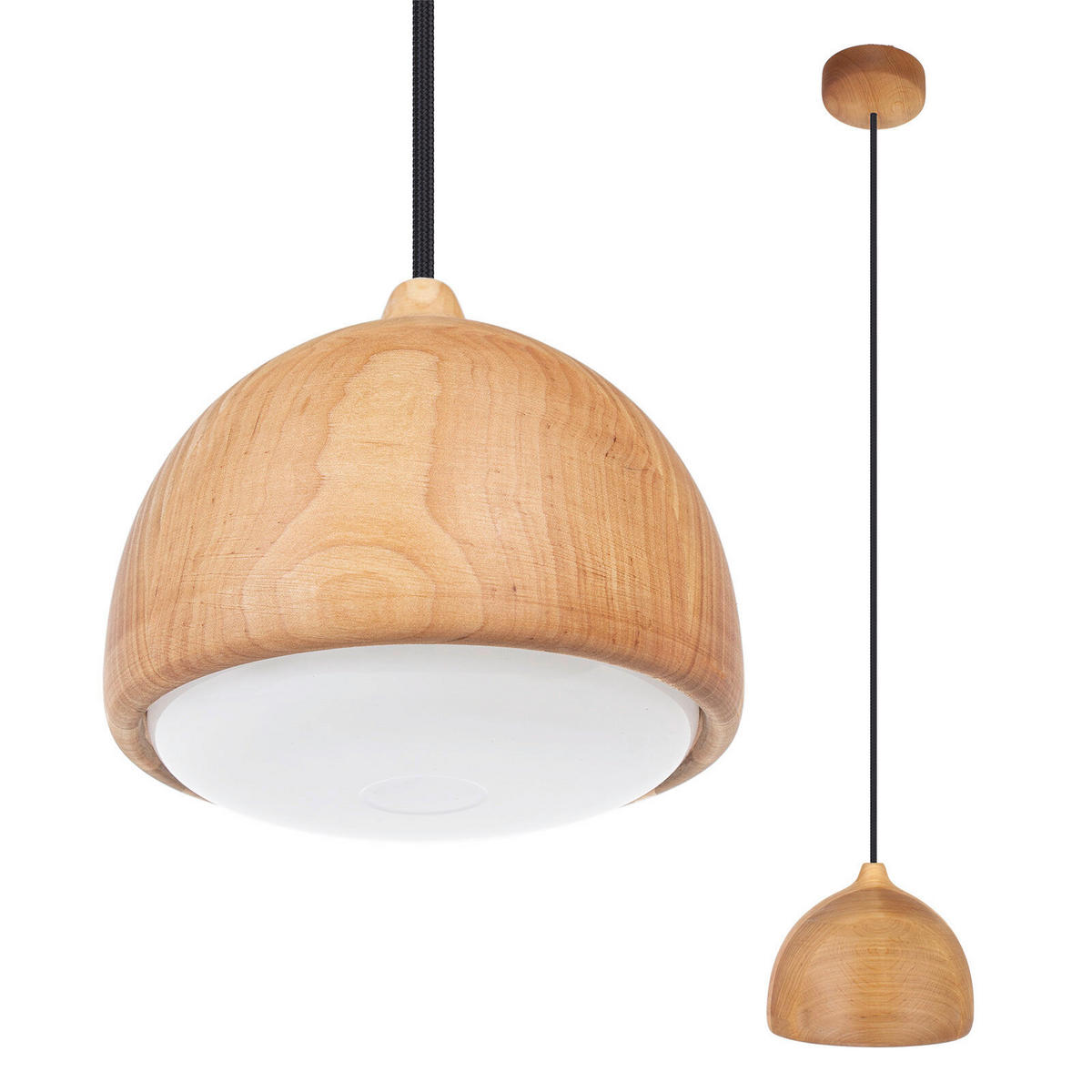 HÄNGELEUCHTE Acorn 17,5/90-140 cm  - Erlefarben/Schwarz, Natur, Holz (17.5/90-140cm)