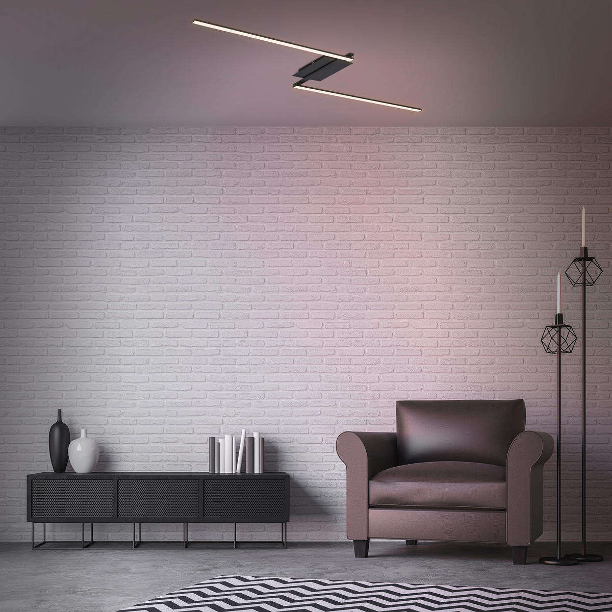 STROPNA LED-SVETILKA   12 W/1400 lm/3000 K// - črna, Trend, kovina/umetna masa (143,6/12/6,6cm)