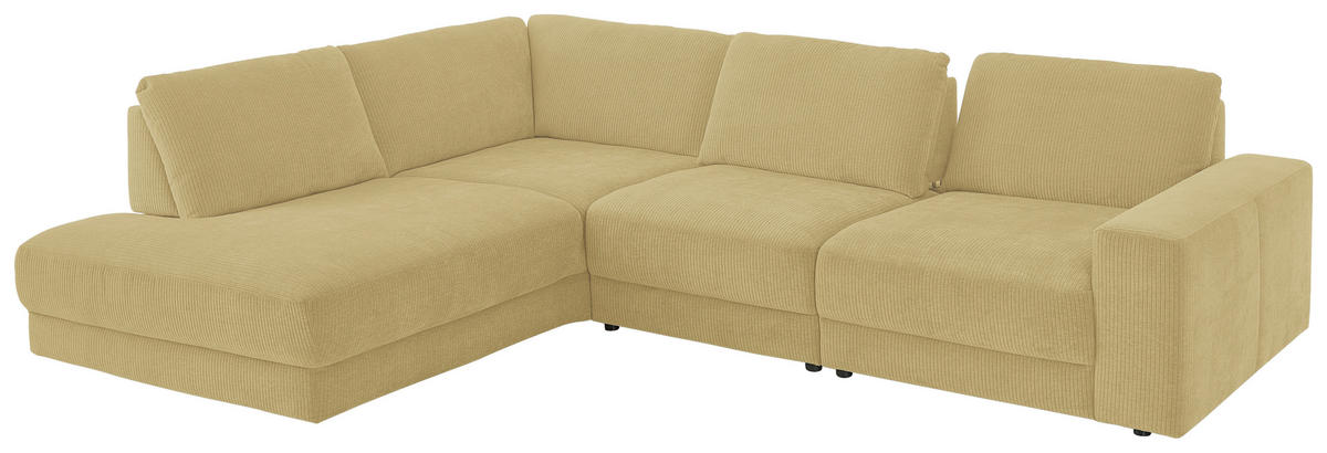 ECKSOFA in Chenille, Jacquard Honig  - Schwarz/Honig, Design, Kunststoff/Textil (242/316cm) - Niels Andersson