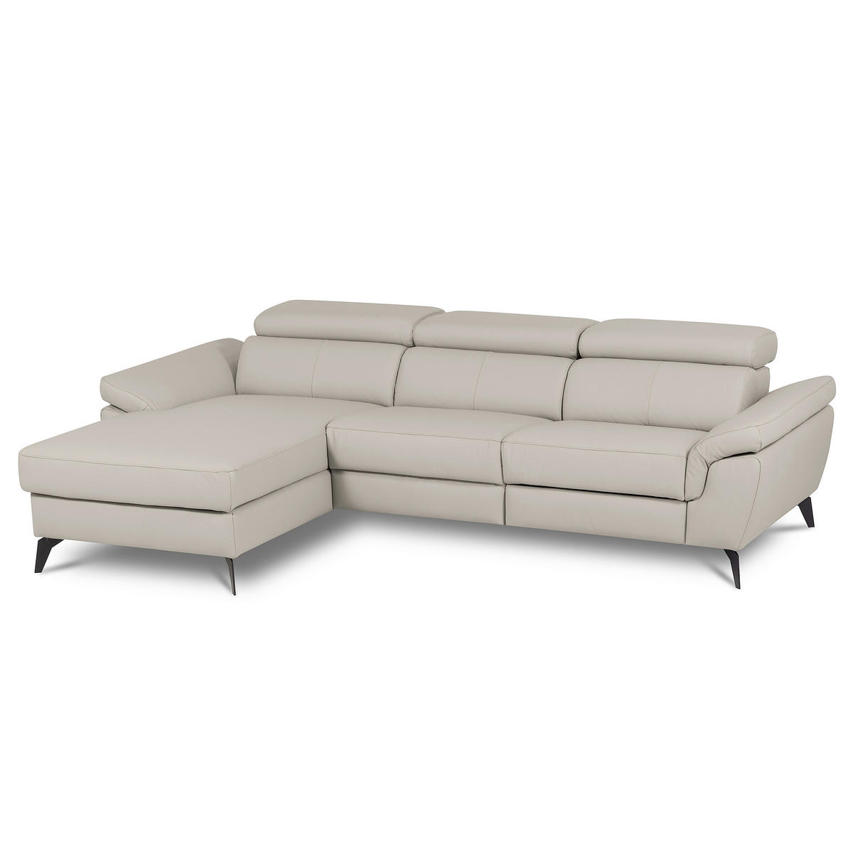 ECKSOFA Lederlook Echtleder Platinfarben  - Platinfarben/Schwarz, Design, Leder/Textil (179/252cm) - Livetastic