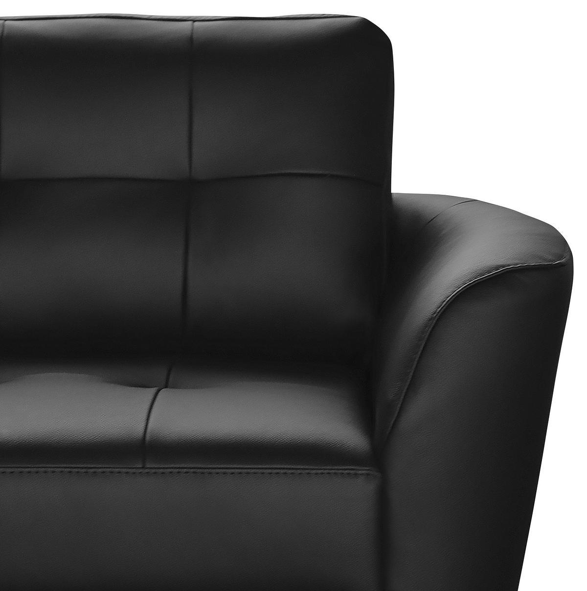 ECKSOFA Schwarz Echtleder Lederlook  - Buchefarben/Schwarz, Design, Leder/Holz (190/236cm) - Livetastic
