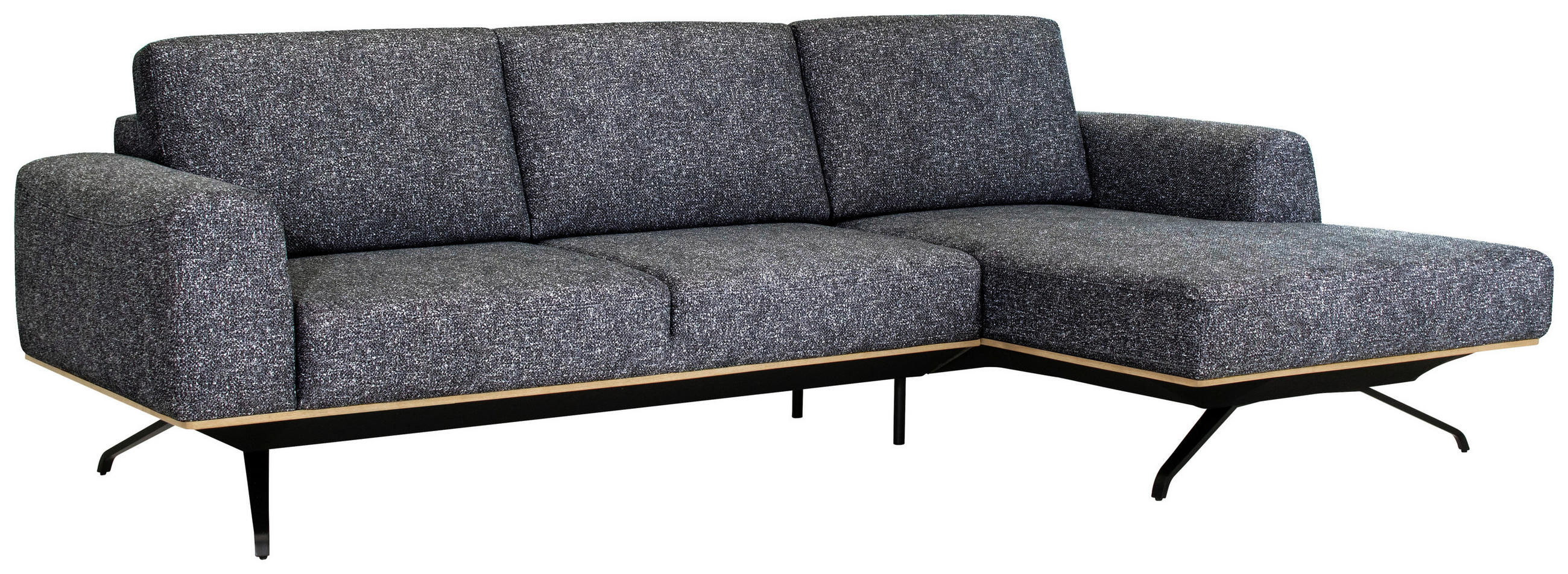 ECKSOFA in Struktur Graphitfarben  - Schwarz/Graphitfarben, Design, Textil/Metall (262/157cm) - Novel