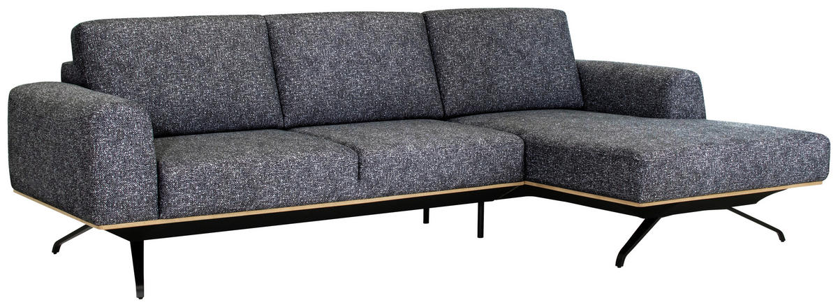 ECKSOFA in Struktur Graphitfarben  - Schwarz/Graphitfarben, Design, Textil/Metall (262/157cm) - Novel