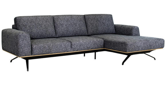 ECKSOFA in Struktur Graphitfarben  - Schwarz/Graphitfarben, Design, Textil/Metall (262/157cm) - Novel