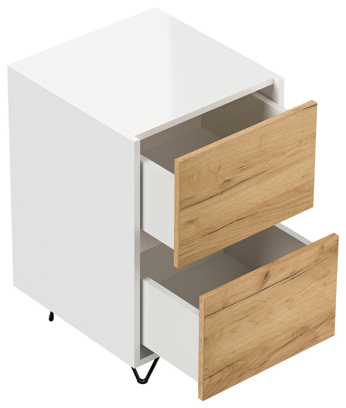 NACHTTISCH 41,2/65/42 cm  in Weiß, Eichefarben  - Eichefarben/Schwarz, Basics, Holzwerkstoff/Metall (41,2/65/42cm) - MID.YOU