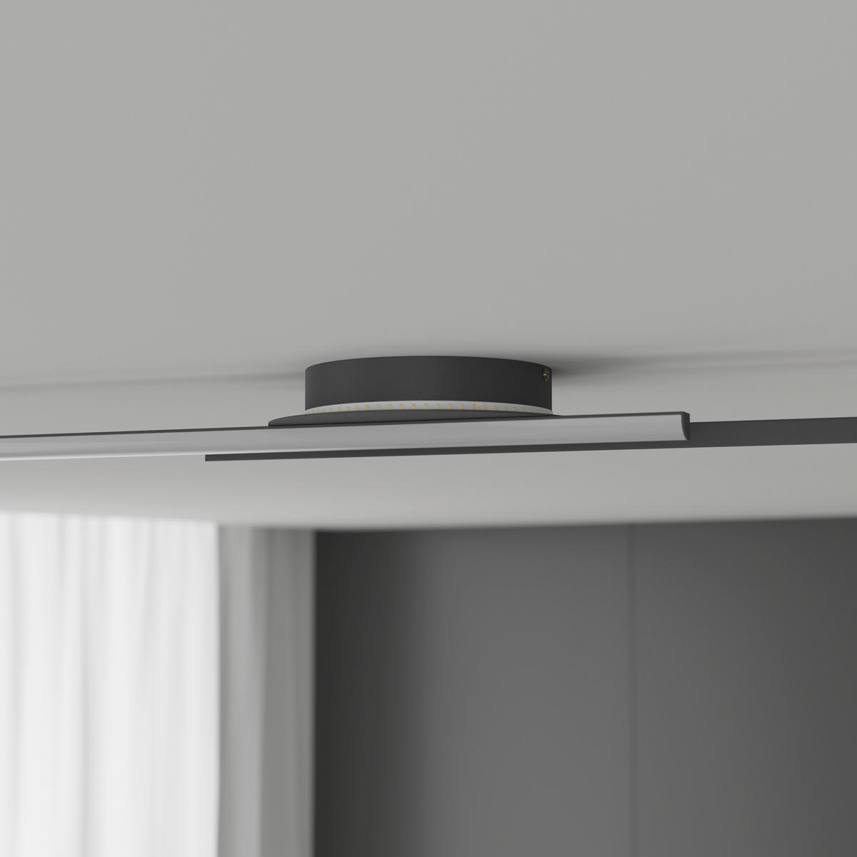 STROPNÍ LED SVÍTIDLO, 96/20/5,5 cm - černá, Basics, kov/plast (96/20/5,5cm) - Novel