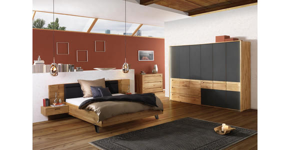 DREHTÜRENSCHRANK in Anthrazit, Eichefarben - Eichefarben/Anthrazit, Design, Glas/Holz (259/216/60cm) - Valnatura
