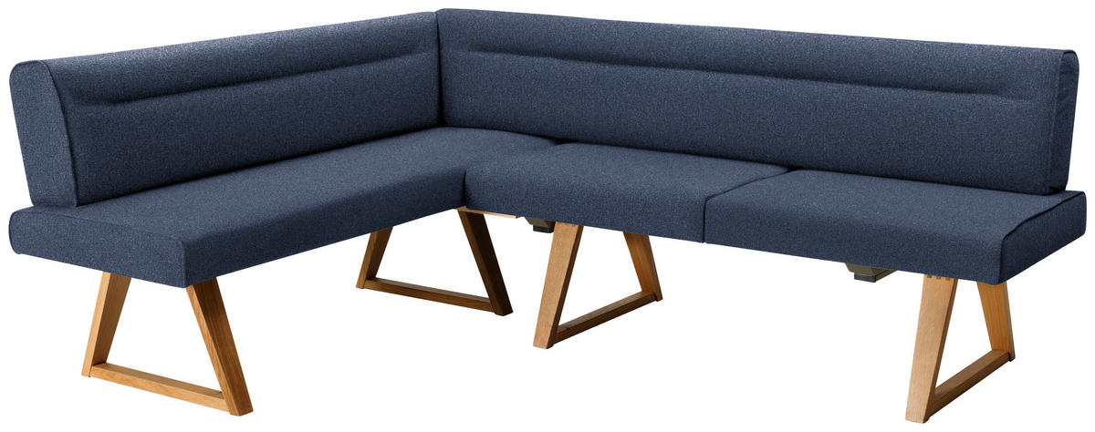 ECKBANK in Holz, Textil Eichefarben, Dunkelblau  - Eichefarben/Dunkelblau, Konventionell, Holz/Textil (170/230cm) - Moderano