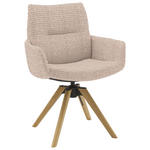 ARMLEHNSTUHL  Sitzfläche 360° drehbar, mit Griff Flachgewebe  Greige  - Greige/Eichefarben, Design, Holz/Textil (62/90/68cm) - Valnatura