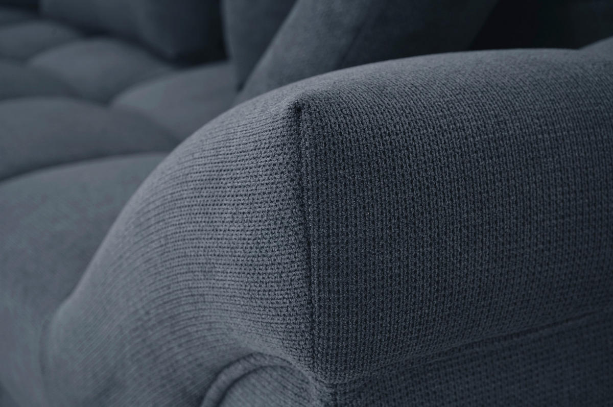 ECKSOFA in Flachgewebe, Mikrofaser Blau  - Blau/Chromfarben, Design, Kunststoff/Textil (198/312cm) - Livetastic
