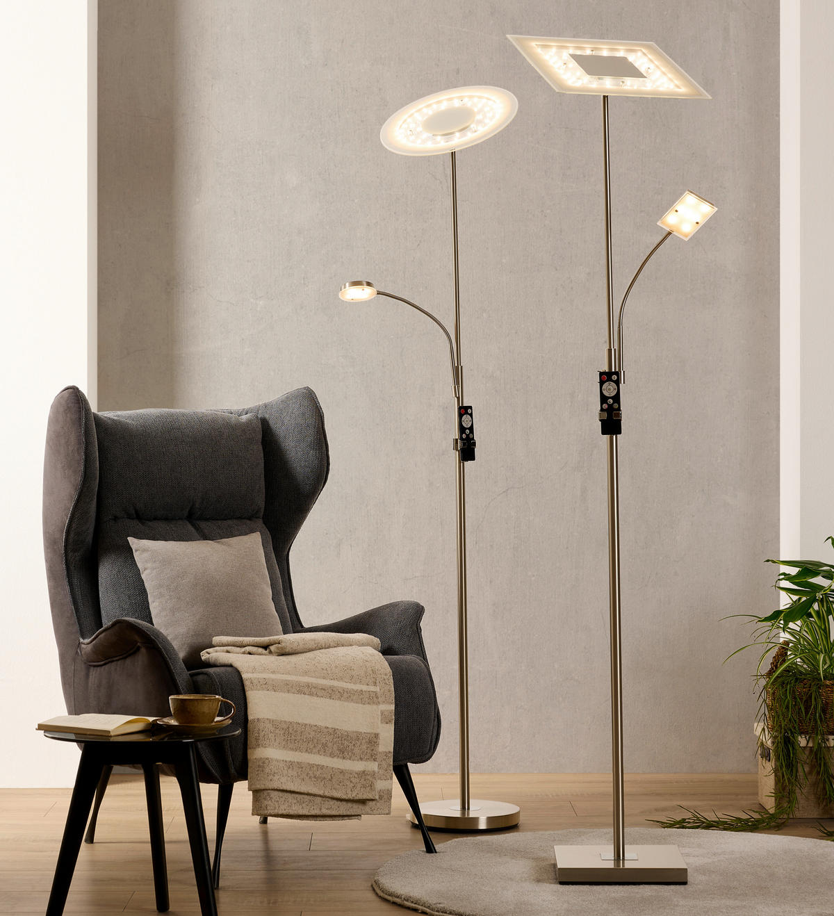 LED-UPLIGHT    - nickelfärgad, Basics, metall/glas (180cm)