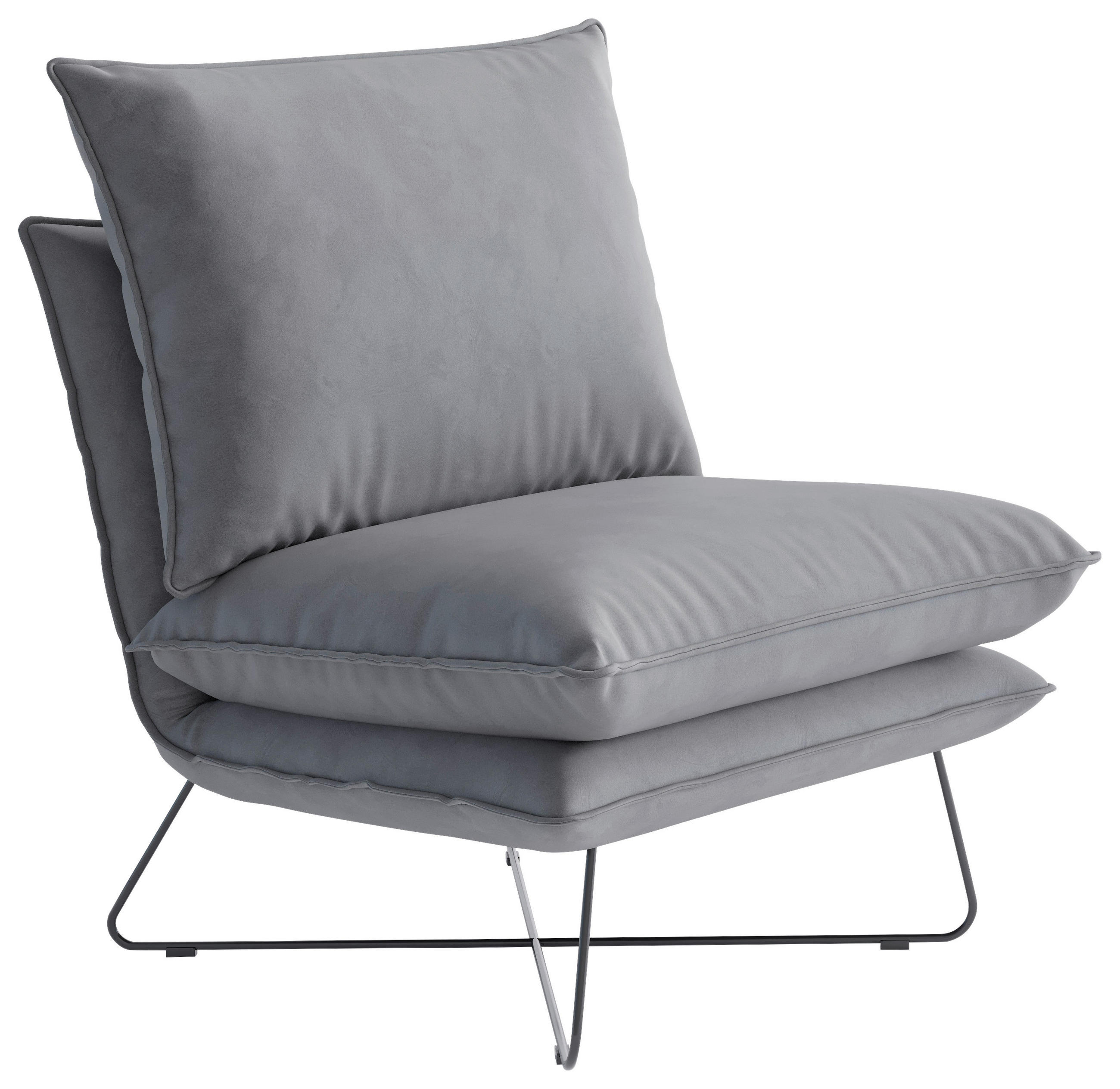 SESSEL SKYLINE Flachgewebe Hellgrau    - Hellgrau/Schwarz, Design, Textil/Metall (72/84/90cm) - Livetastic