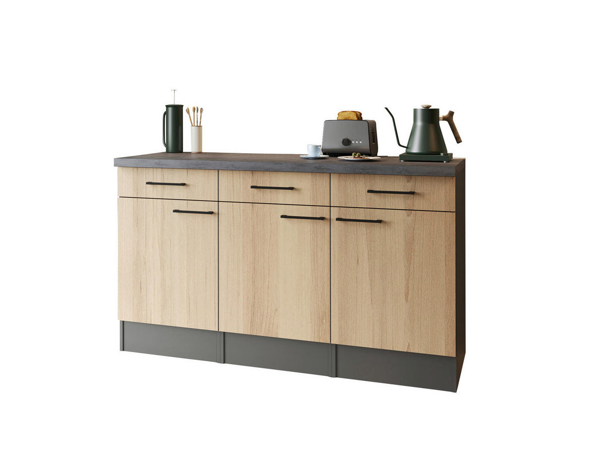 BÄNKSKÅP 150/90/60 cm  i grå, ek Artisan  - svart/grå, Trend, metall/trämaterial (150/90/60cm) - Respekta