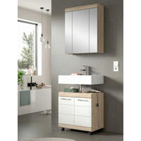 BADEZIMMER 2-teilig  in 60 cm  - Weiß Hochglanz/Silberfarben, Trend, Glas/Holzwerkstoff (60cm) - MID.YOU