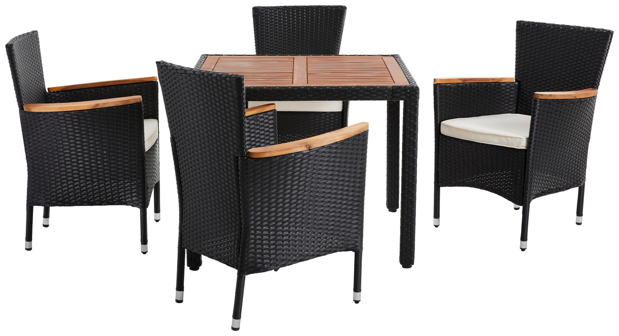 ZAHRADNÍ SESTAVA dřevo, kov, plast, textil - černá/krémová, Konvenční, kov/dřevo - Ambia Garden