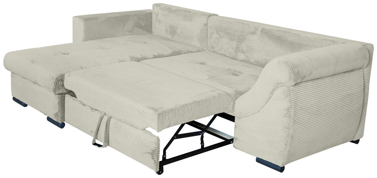 ECKSOFA Creme Cord  - Creme/Schwarz, KONVENTIONELL, Textil/Metall (168/258cm) - Carryhome