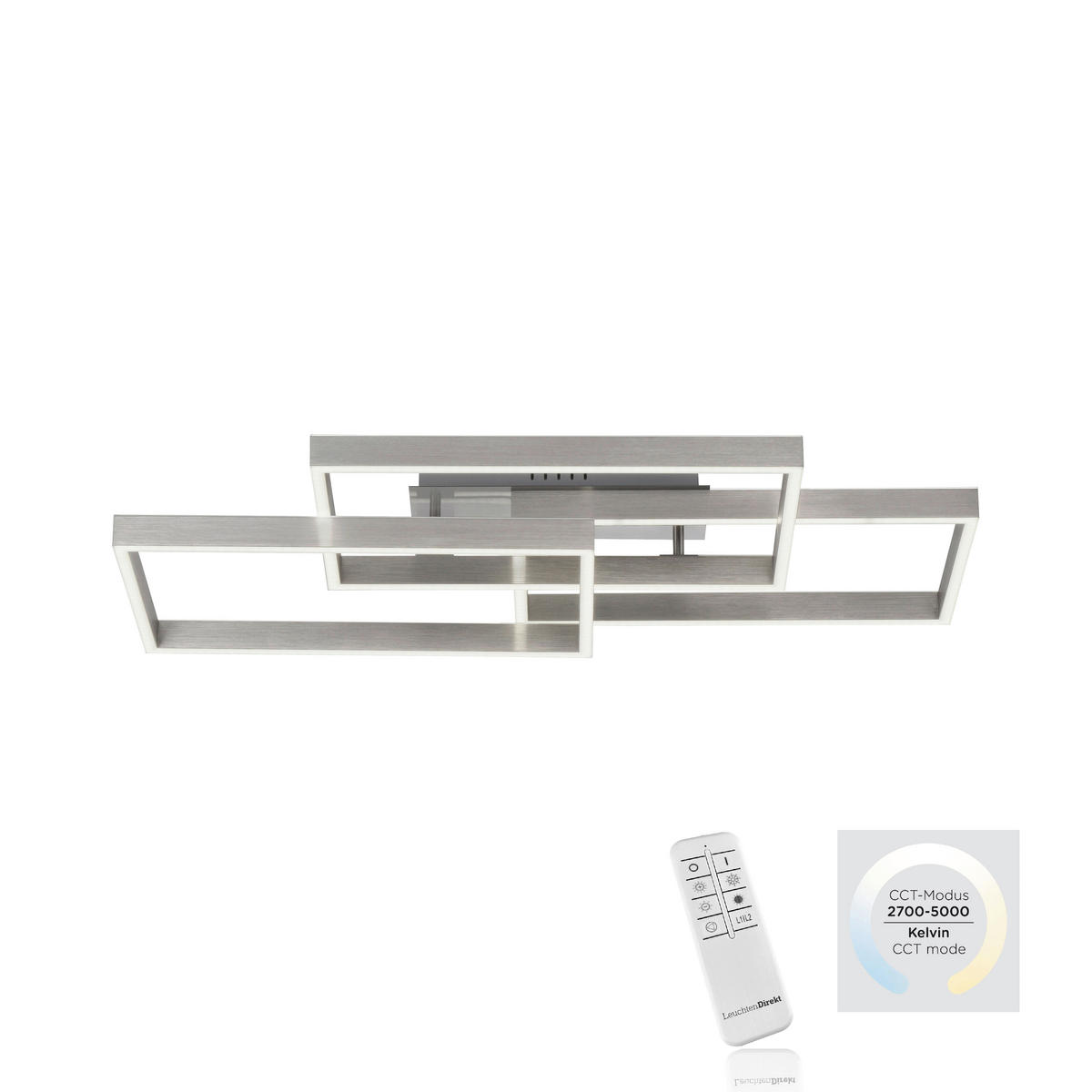 LED MENNYEZETI LÁMPA - nemesacélszínű, Design, műanyag/fém (82/50/14cm)