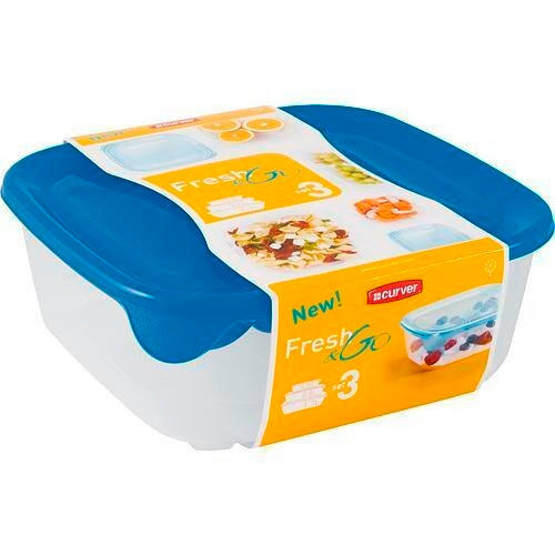 SET RECIPIENTE ALIMENTARE   - albastru/transparent, Basics, plastic (19.5/19.5/7cm)