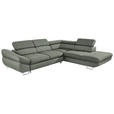 ECKSOFA in Webstoff Grau, Grün  - Grau/Grün, Design, Textil/Metall (280/235cm) - Hom`in