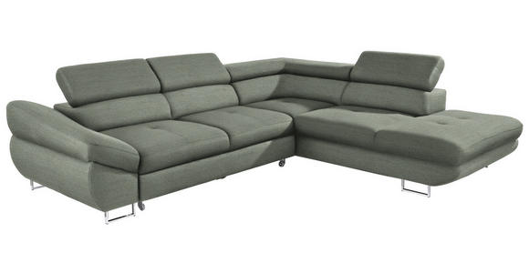 ECKSOFA in Webstoff Grau, Grün  - Grau/Grün, Design, Textil/Metall (280/235cm) - Hom`in