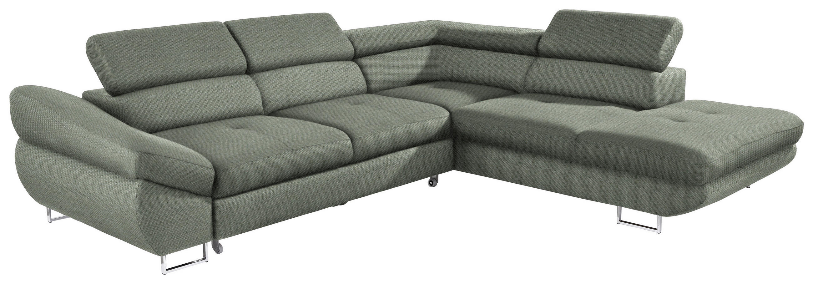 ECKSOFA in Webstoff Grau, Grün  - Grau/Grün, Design, Textil/Metall (280/235cm) - Hom`in
