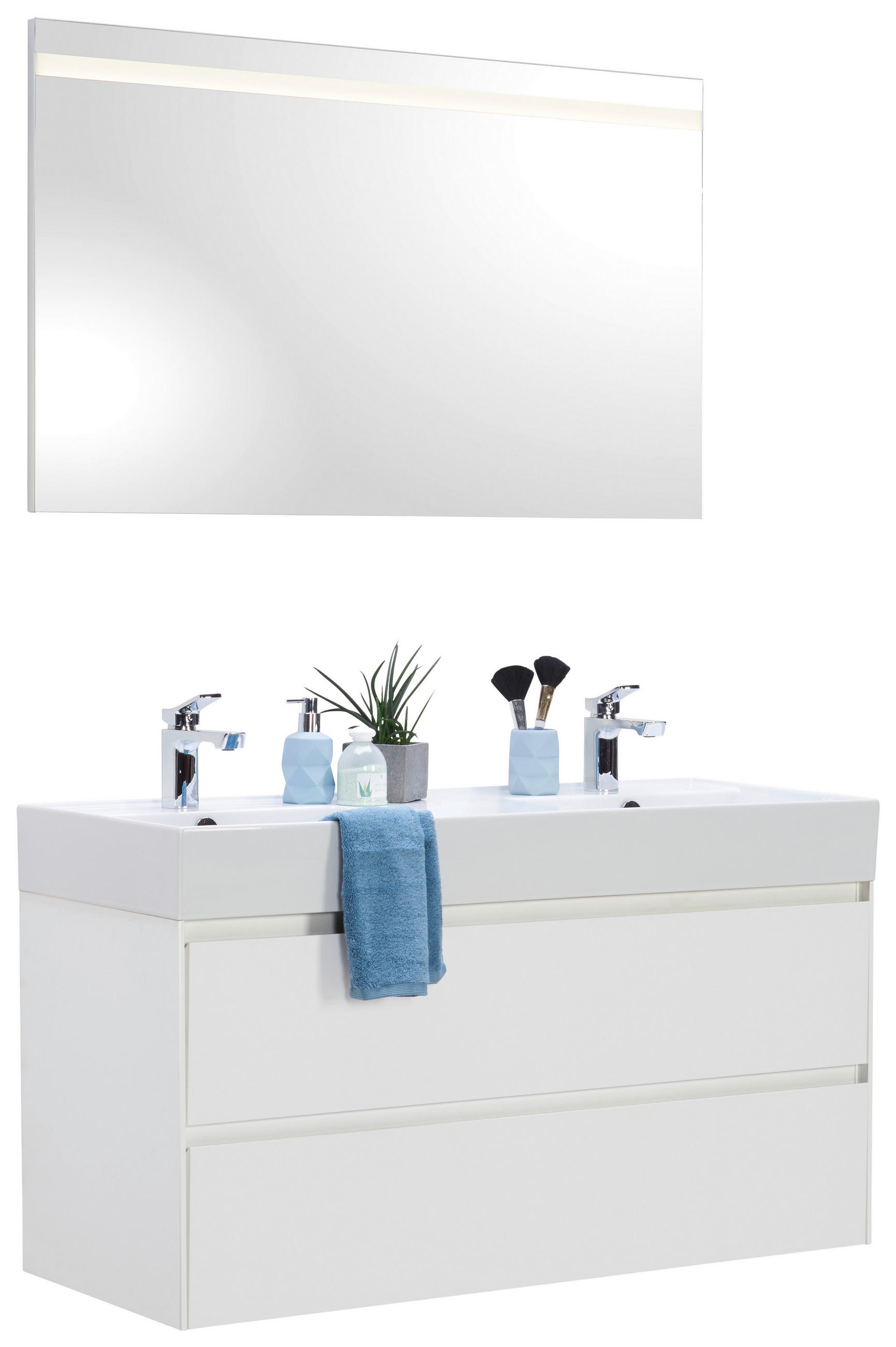 BADEZIMMER  in 120 cm  - Weiß, KONVENTIONELL, Glas/Holzwerkstoff (120cm) - Emilio Belluti