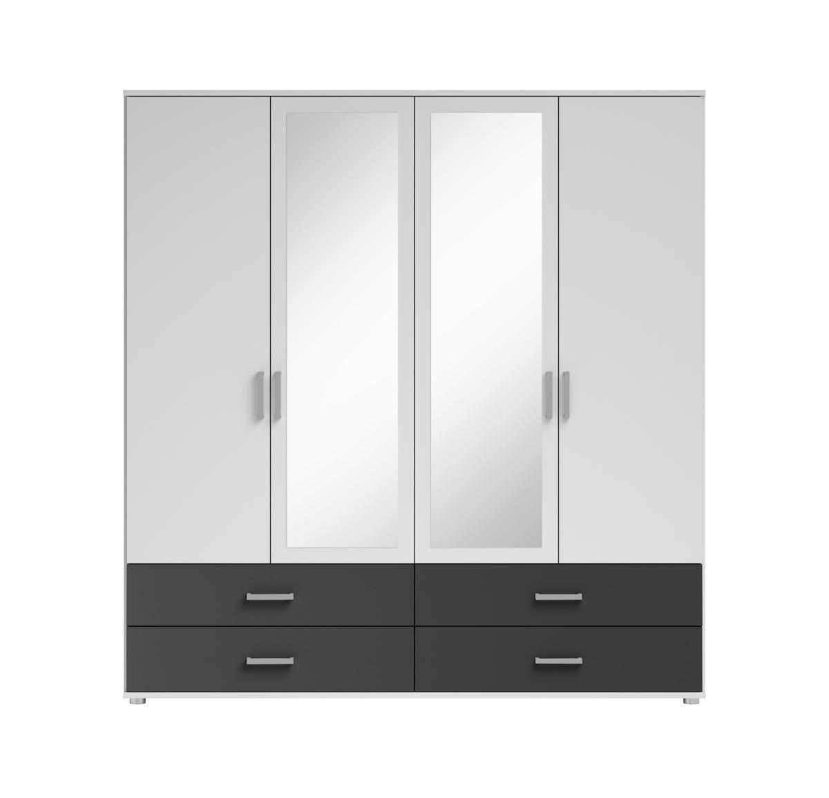 KLEIDERSCHRANK  in Graphitfarben, Weiß  - Alufarben/Graphitfarben, KONVENTIONELL, Glas/Holzwerkstoff (180/190/51cm) - Carryhome