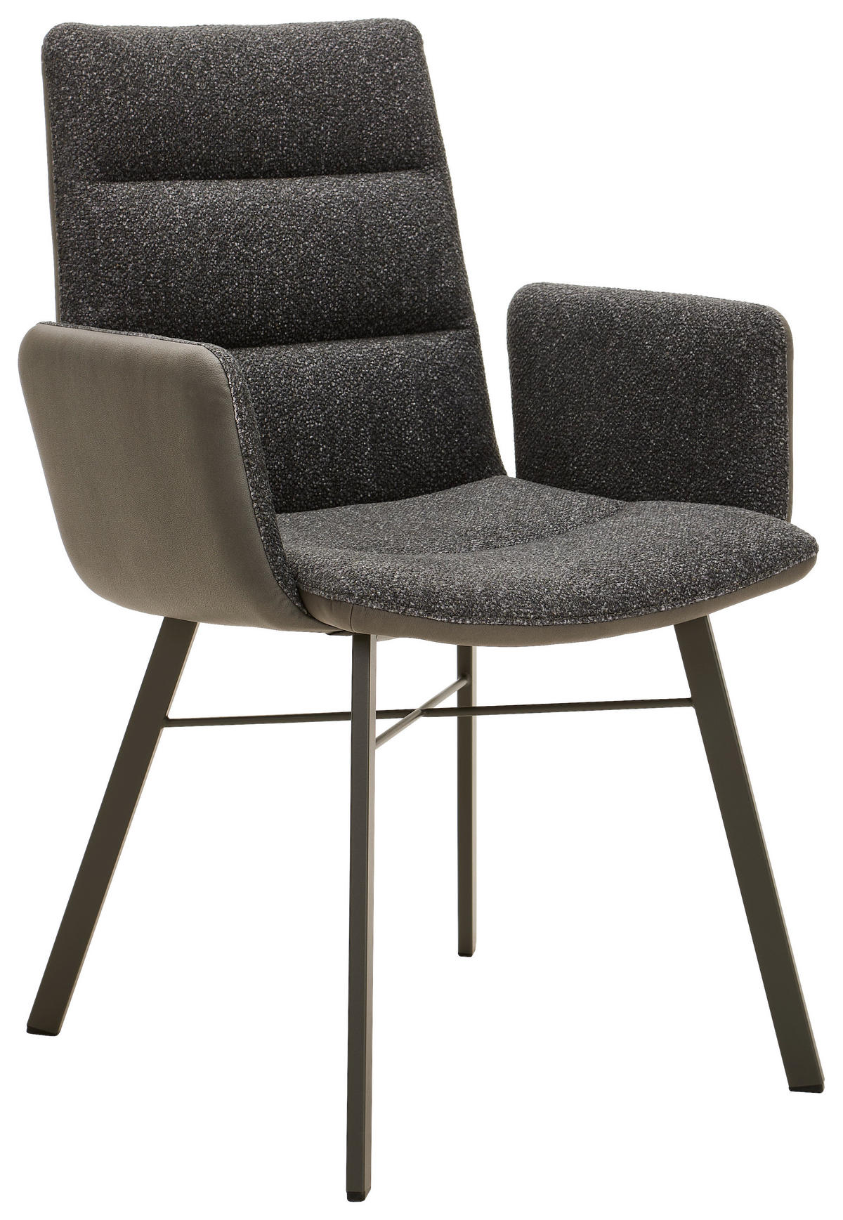 ARMLEHNSTUHL  in beflockt  - Dunkelgrau/Hellgrau, Design, Textil/Metall (61/91/62,5cm) - Bert Plantagie