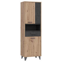 REGAL 59,8/192,5/41,5 cm temno siva, hrast artisan  - temno siva/črna, Design, umetna masa/leseni material (59,8/192,5/41,5cm) - Carryhome