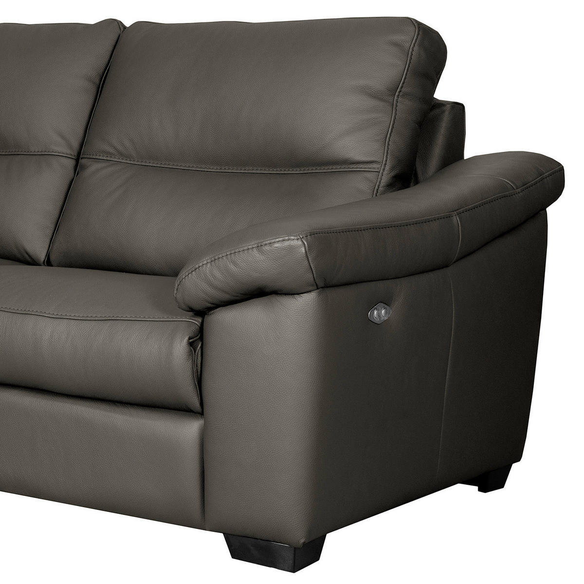2-SITZER-SOFA Echtleder Anthrazit  - Anthrazit/Schwarz, Design, Leder/Holz (174/97/97cm) - Livetastic
