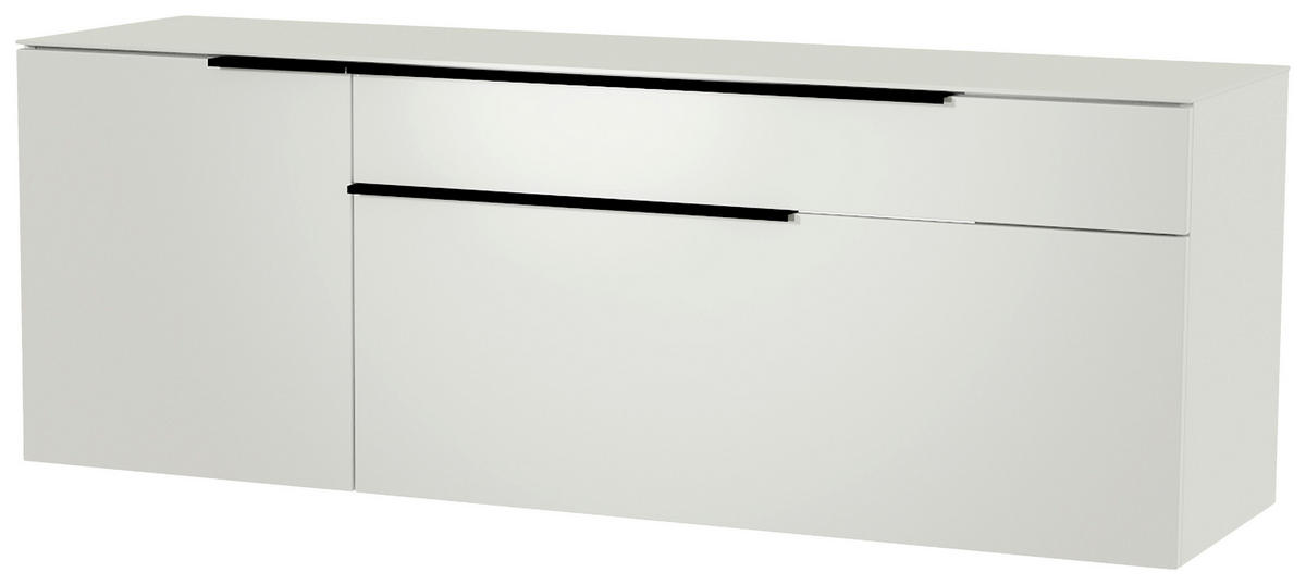 LOWBOARD  in 160/56/45 cm  - Weiss/Schwarz, Design, Glas/Holzwerkstoff (160/56/45cm) - Moderano