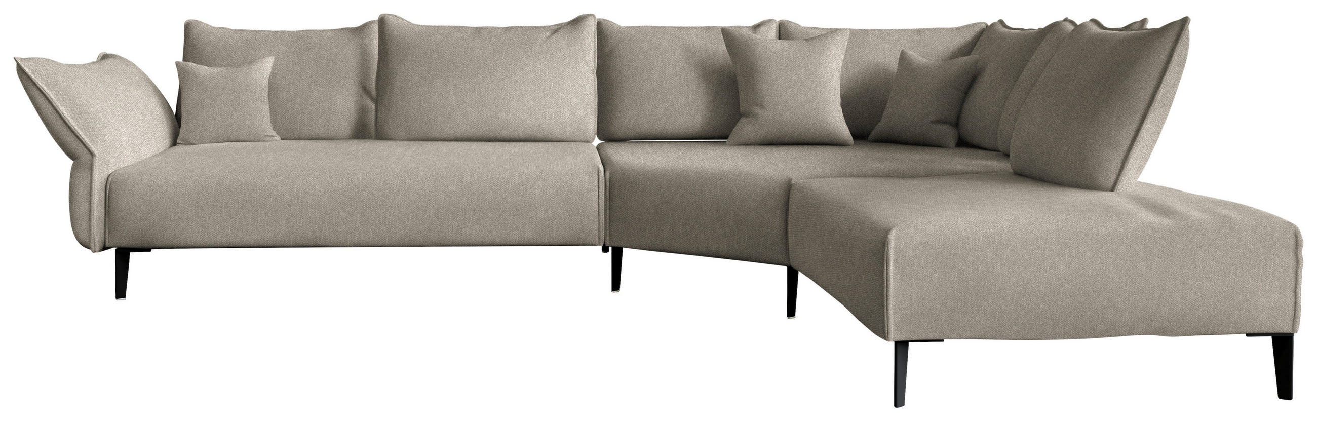 ECKSOFA Chenille, Flachgewebe Greige  - Greige/Schwarz, Modern, Textil/Metall (340/272cm) - W.Schillig