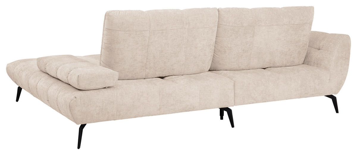 ECKSOFA Naturfarben Flachgewebe Rücken echt, Sitztiefenverstellung  - Schwarz/Naturfarben, KONVENTIONELL, Textil/Metall (273/211cm) - SetOne by Musterring