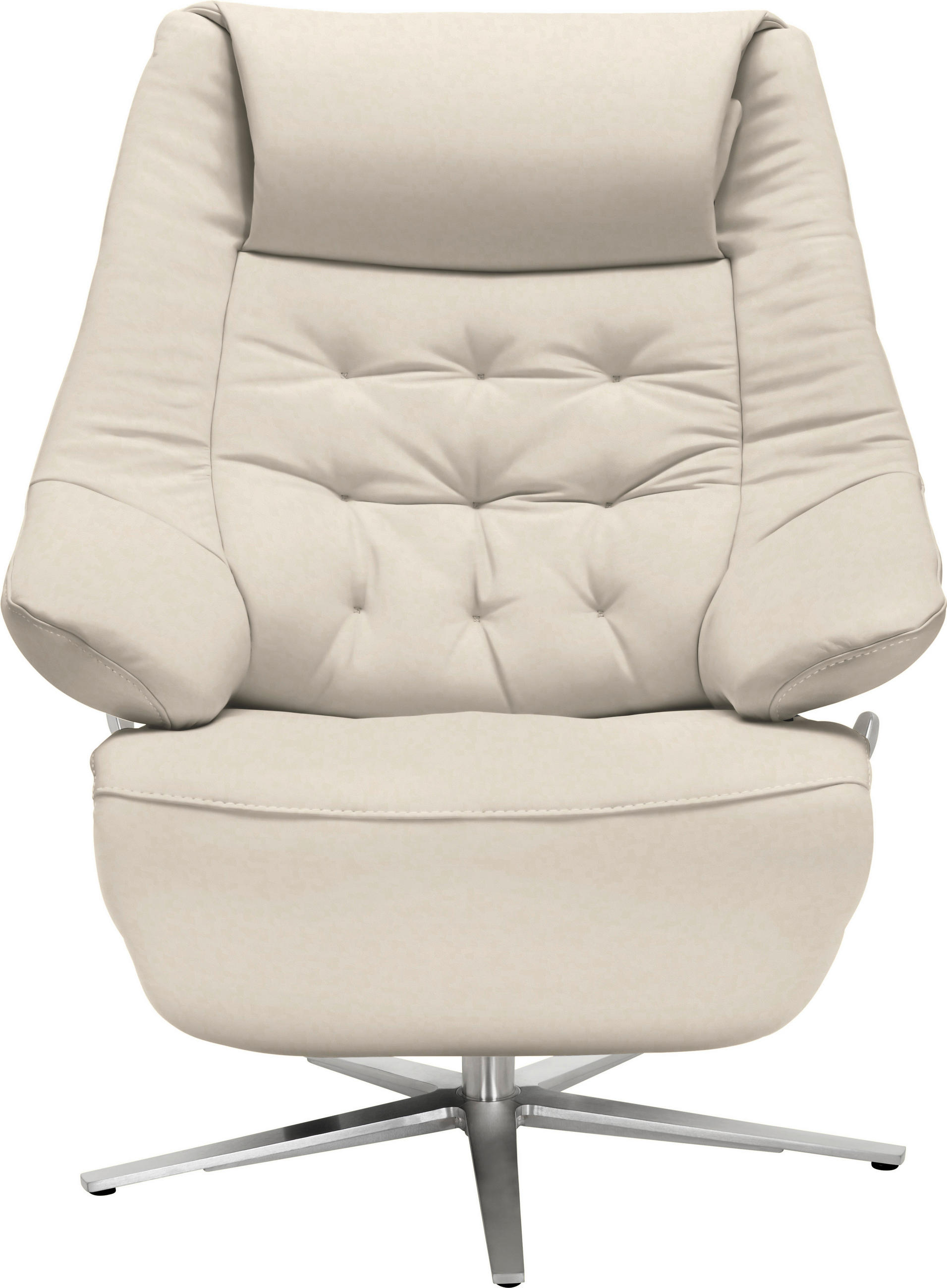 RELAXSESSEL in Leder Naturfarben  - Alufarben/Naturfarben, Design, Leder/Metall (84/104/81cm) - Valdera