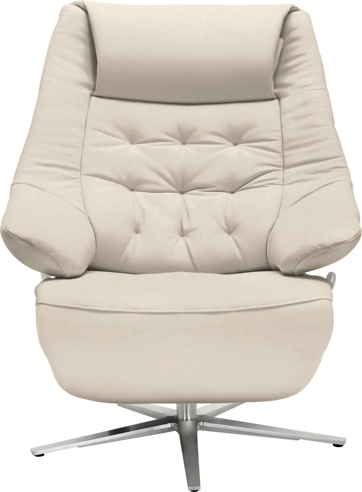 RELAXSESSEL in Leder Naturfarben  - Alufarben/Naturfarben, Design, Leder/Metall (84/104/81cm) - Valdera