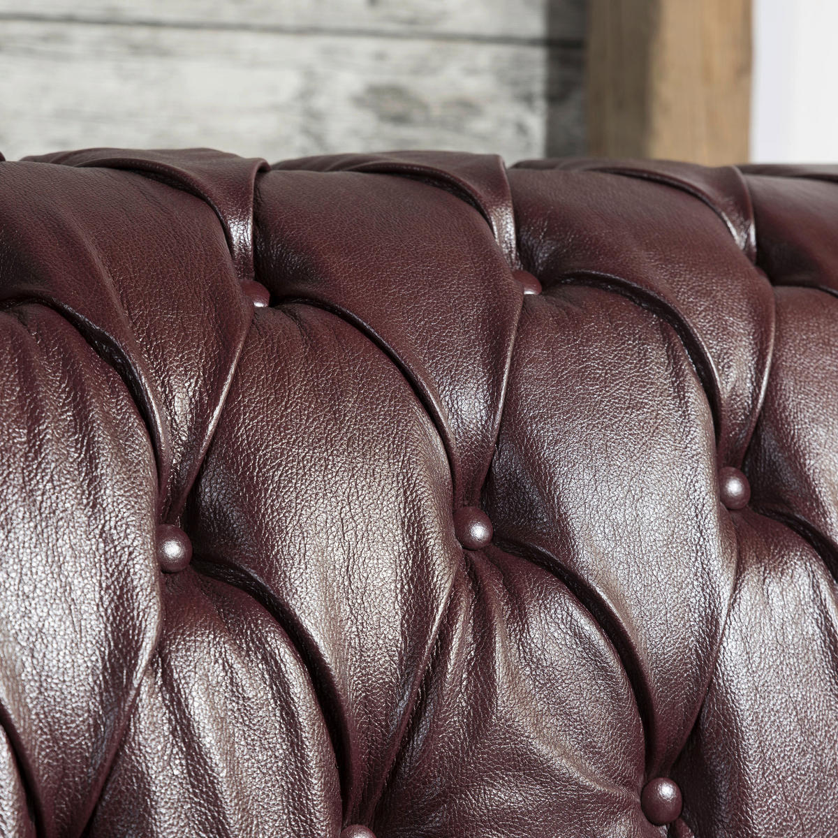 CHESTERFIELD-SITZGARNITUR in Echtleder Rot  - Rot/Nussbaumfarben, Design, Leder/Holz - Max Winzer