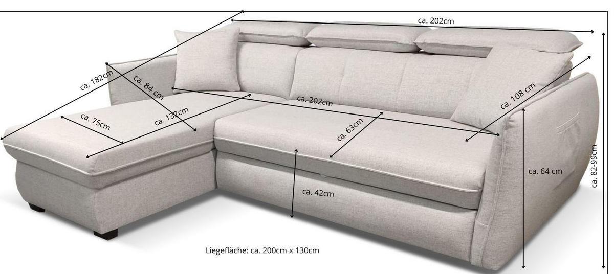 UGAONA GARNITURA svetlosiva  - svetlosiva/crna, Moderno, tekstil/plastika (182/237cm) - Carryhome