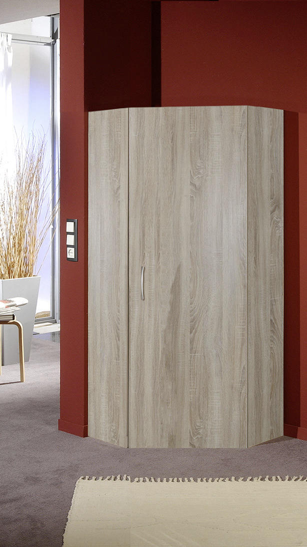 ECKSCHRANK 80/185/80 cm Eichefarben  - Eichefarben/Alufarben, KONVENTIONELL, Holzwerkstoff/Kunststoff (80/185/80cm) - Xora