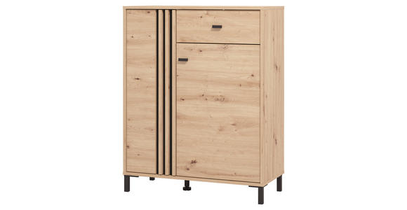 GARDEROBE 6-teilig  in 240/192,5/40 cm  - Schwarz/Eiche Artisan, Basics, Holzwerkstoff/Textil (240/192,5/40cm) - Carryhome