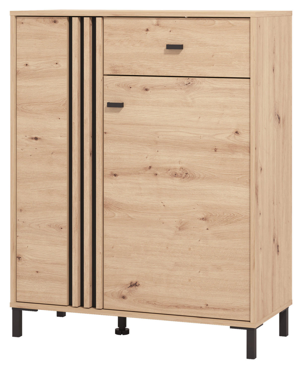 GARDEROBE 6-teilig  in 240/192,5/40 cm  - Schwarz/Eiche Artisan, Basics, Holzwerkstoff/Textil (240/192,5/40cm) - Carryhome