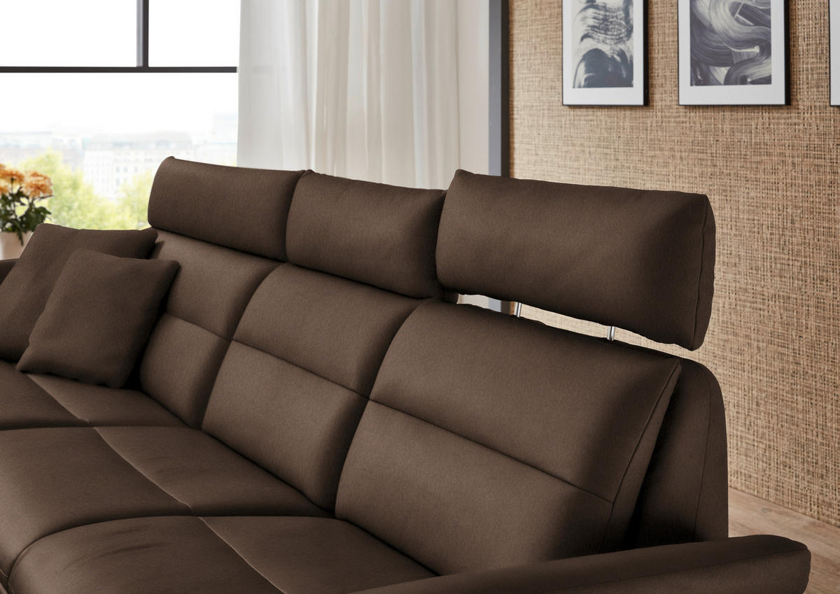 ECKSOFA in Echtleder Braun  - Schwarz/Braun, Design, Leder/Metall (169/298cm) - Dieter Knoll