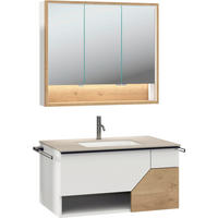 BADEZIMMER 3-teilig  in 96 cm  - Sandfarben/Eichefarben, LIFESTYLE, Glas/Holz (96cm) - Voglauer