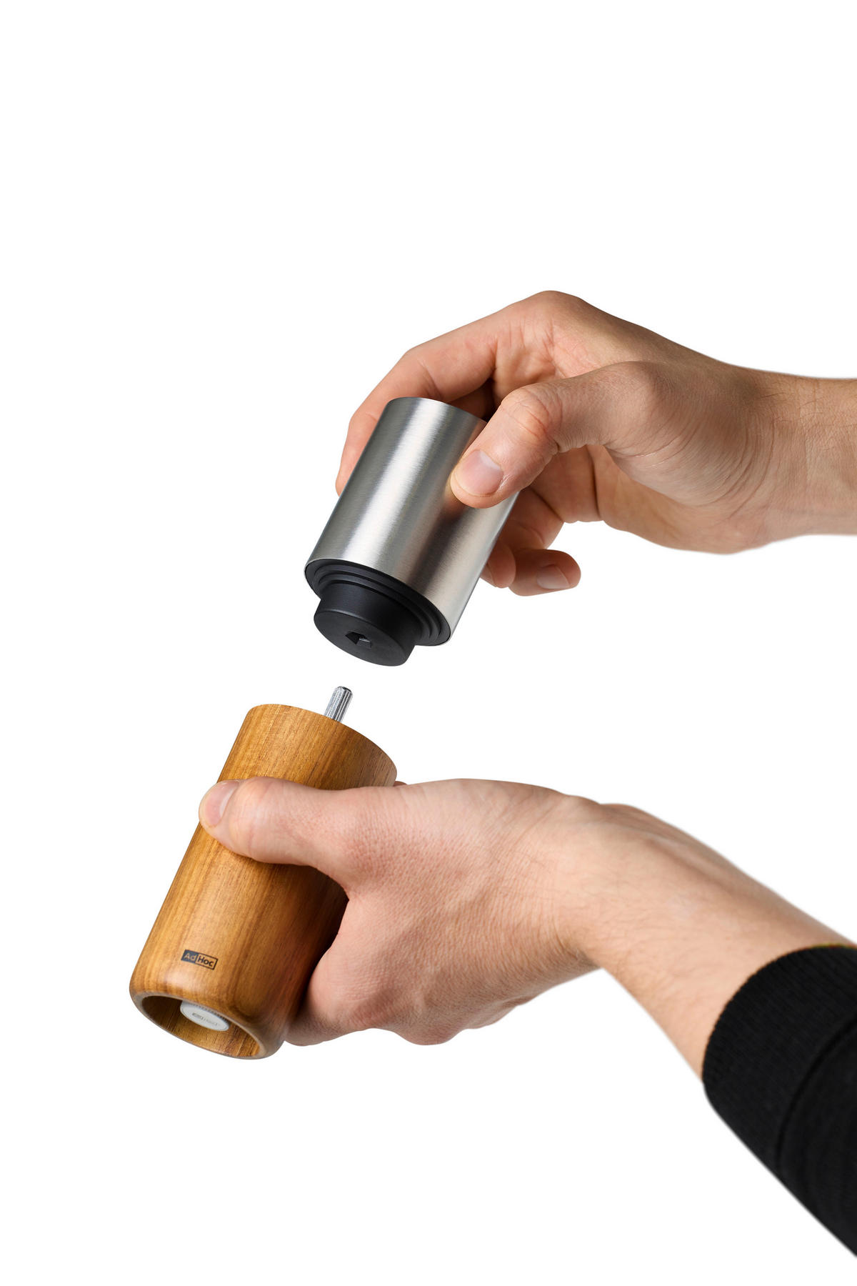 SALZ- ODER PFEFFERMÜHLE IKON  - Edelstahlfarben/Akaziefarben, Design, Holz/Keramik (5/16cm) - AdHoc