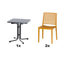 GARTENGARNITUR 3-teilig  - Gelb, Basics, Holzwerkstoff/Kunststoff (70/80/70cm) - Siena Garden