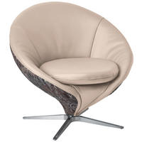 SESSEL in Jacquard Kombination Echtleder/Stoff Creme  - Creme/Nickelfarben, Design, Leder/Textil (84/81/79cm) - Koinor
